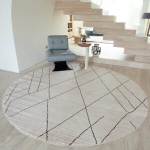 Charcoal Narrow Lines Geometric Ivory Carpet