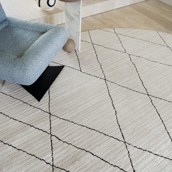 Charcoal Narrow Lines Geometric Ivory Carpet - Image 4