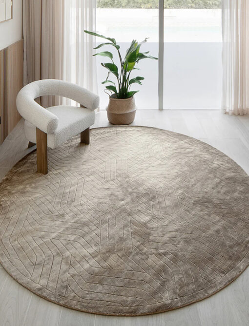 Line Patterned Taupe Carpet