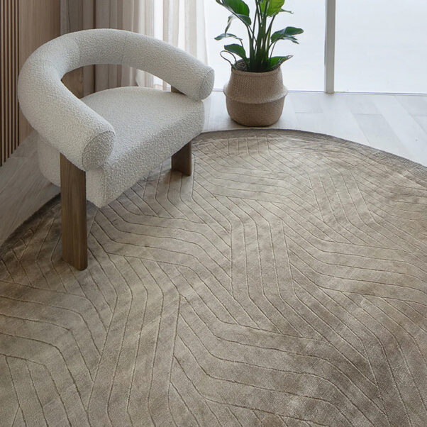 Line Patterned Taupe Carpet - Image 5