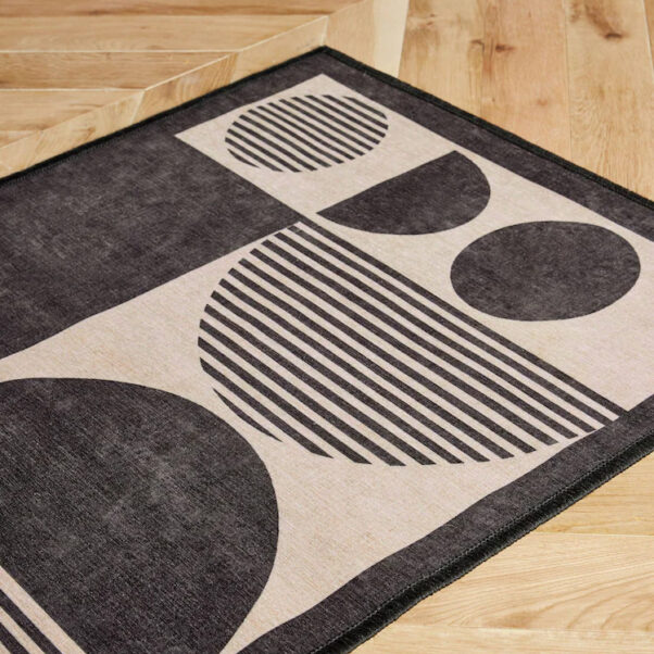 Monochrome Washable Pebla Geometric Shapes Runner - Image 4