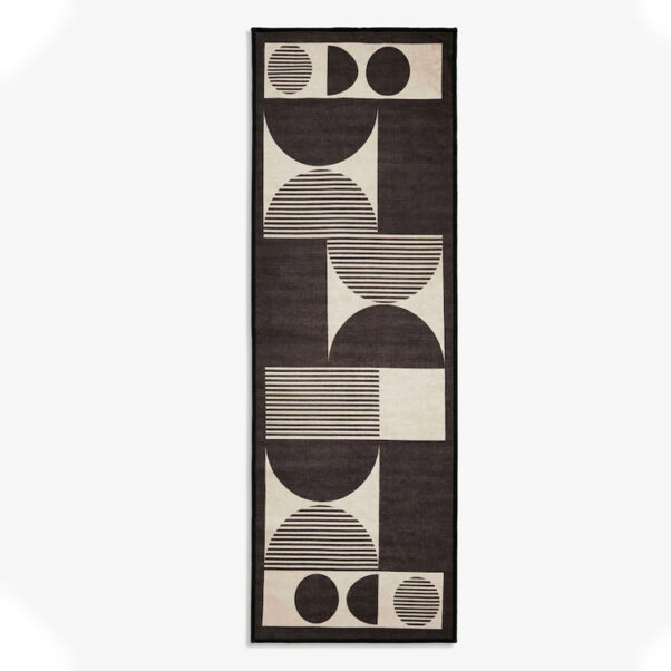 Monochrome Washable Pebla Geometric Shapes Runner - Image 2